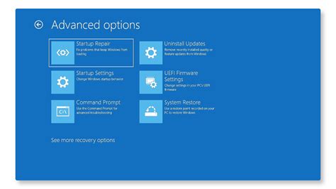 Windows helyreállítási környezet (WinRE) menüje a speciális beállításokkal