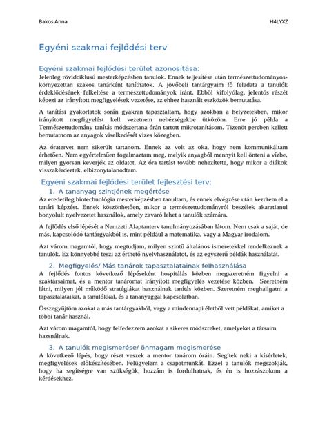 Szakmai Stratégia Terv vázlata