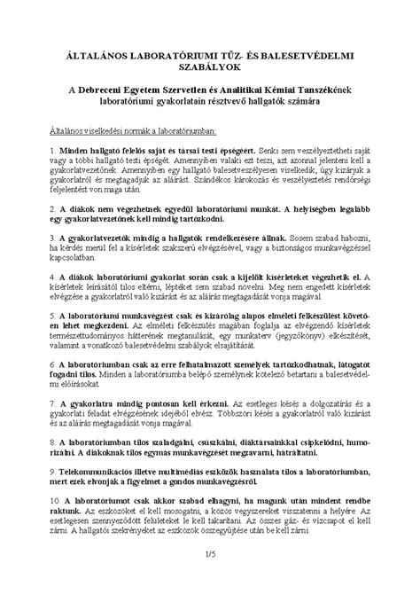 Laboratóriumi biztonsági szabályok