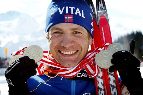 Ole Einar Björndalen biatlonista edzésen