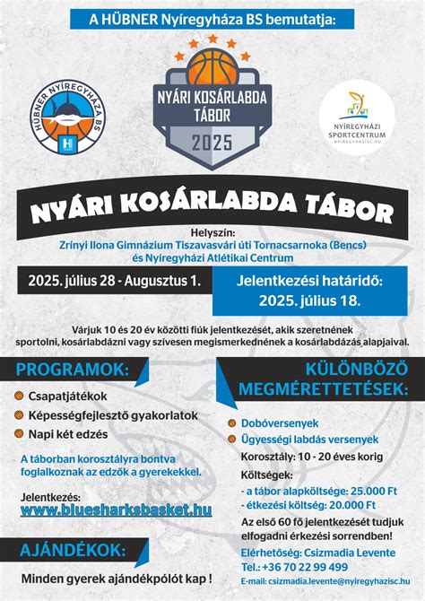 Kosárlabda tábor jelentkezési határidő naptár
