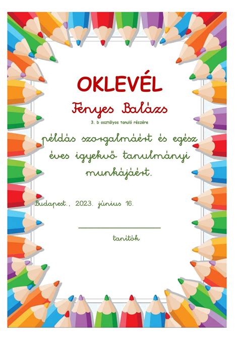 Oklevél és könyvjutalom