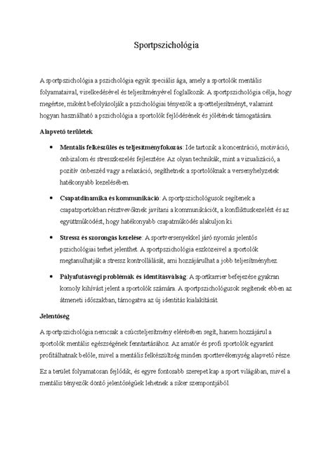 Sportolók regenerációja és mentális felkészítése