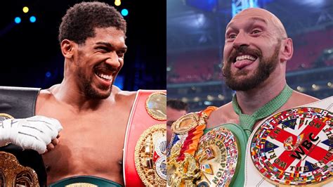 Tyson Fury és Anthony Joshua a ringben, egymással szemben