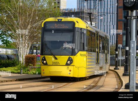 Metrolink villamos Manchester belvárosában