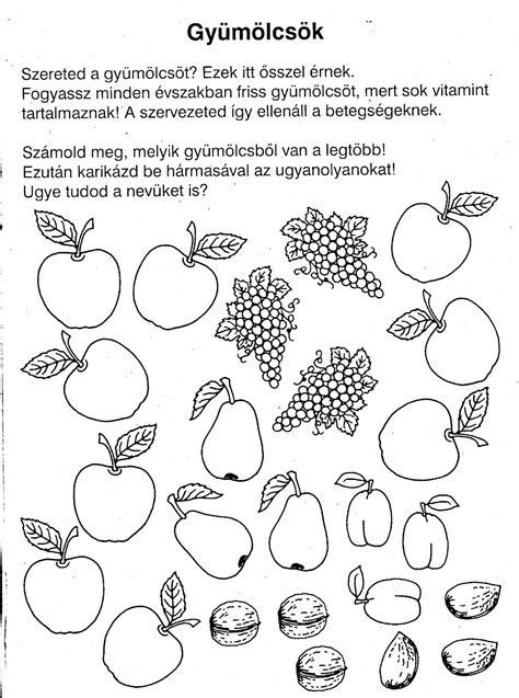 gyümölcsös matematikai feladatok óvodásoknak