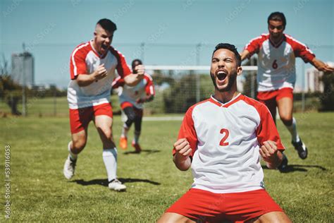 Football player celebrating a goal