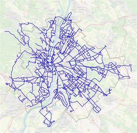 Budapest tömegközlekedési hálózata, kiemelve a villamosvonalakat