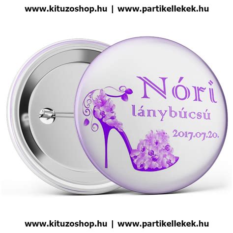 Egyedi lánybúcsú kitűzők és dekoráció