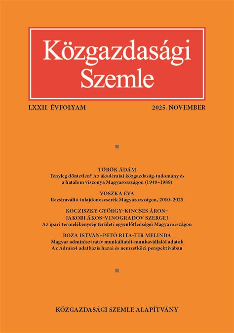A Közgazdasági Szemle borítóképe