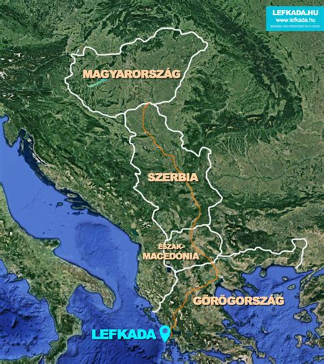 Útvonaltérkép Magyarországról Görögországba a Balkánon keresztül