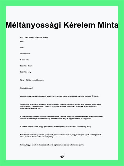Méltányossági kérelem benyújtásának folyamatábrája
