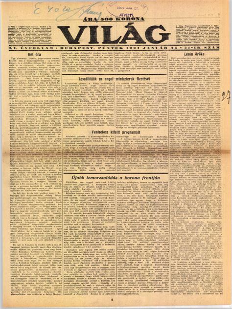 A Szebb Jövőt című lap első száma 1921-ből