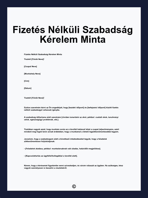 Séma a fizetés nélküli szabadság típusairól és feltételeiről