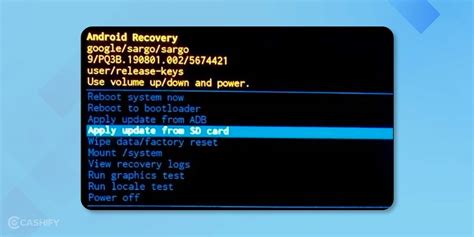 Android Recovery Mode menü