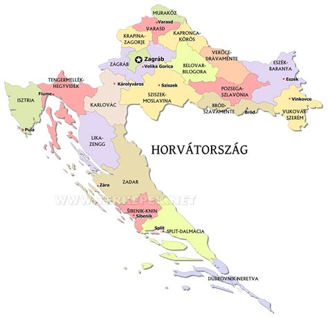 Térkép Horvátországról, kiemelve Zágrábot és a majorette sport világbajnokság helyszínét