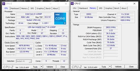 CPU-Z program felülete