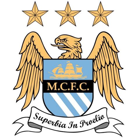 Manchester City 1997-es sasos címer és a 'Superbia a Proelio' mottó