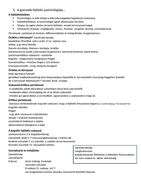 Gyermeki fejlődés kulcsterületei (ritmus, mozgás, memória)