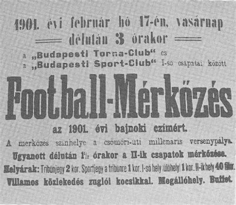 Az első magyar bajnoki mérkőzés plakátja