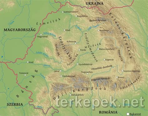 Térkép Erdély tájegységeiről