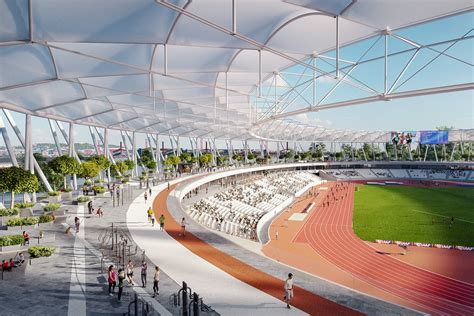 A Balmazújvárosi Stadion látványterve, kiemelve a mobillelátók helyét