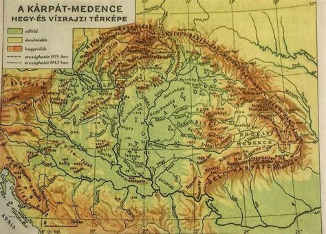 A Kárpát-medence térképe a történelmi régiókkal