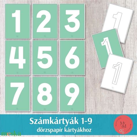színes számkártyák gyerekeknek