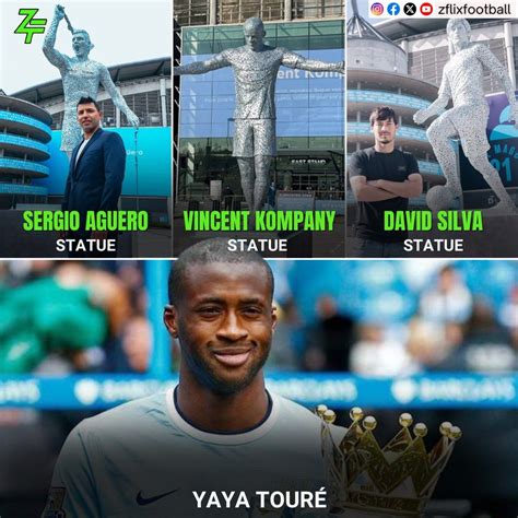 Vincent Kompany és David Silva szobrai az Etihad Stadion előtt