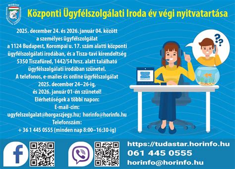 Ügyfélszolgálati elérhetőségek és nyitvatartás