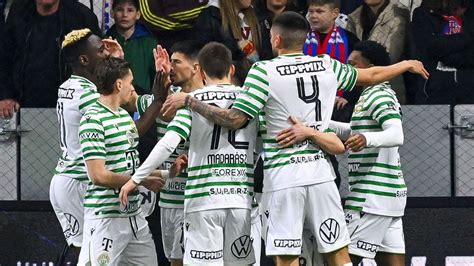 A Ferencváros játékosainak öröme egy fontos gól után