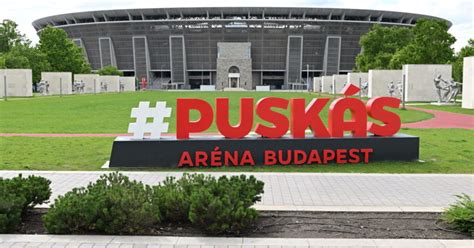 Puskás Aréna látképe a Bajnokok Ligája logójával