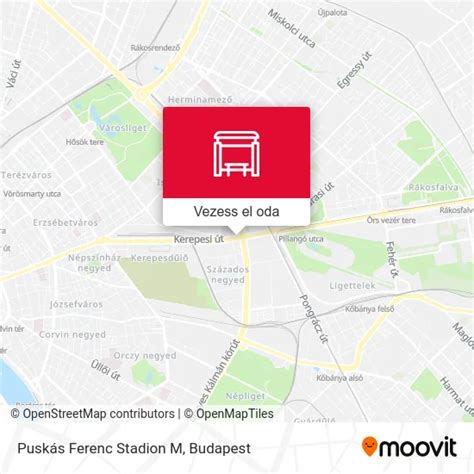 Budapest metrótérképe a Puskás Ferenc Stadion megálló jelölésével