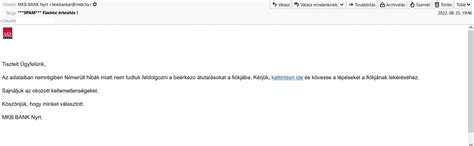 Példa adathalász e-mailre vagy SMS-re