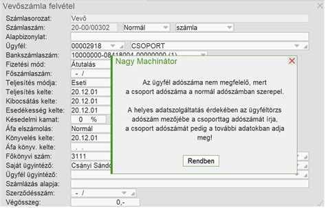 A GOLFiGO online ügyviteli rendszer felülete