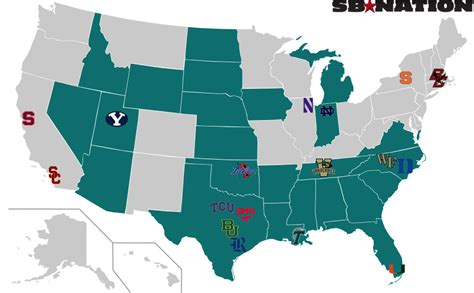 Térkép, mely Los Angeles-t üres foltként ábrázolja az NFL csapatok elhelyezkedésében