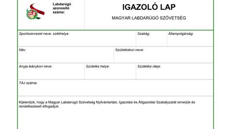 Az átigazoláshoz szükséges dokumentumok listája