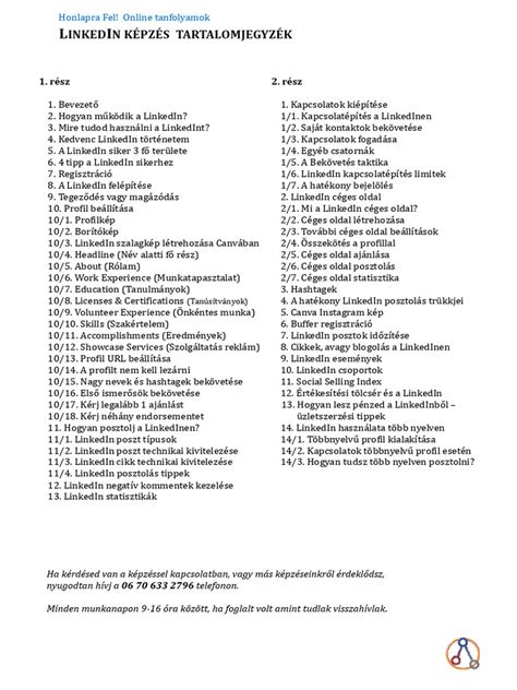 tartalomjegyzék oktatóprogram