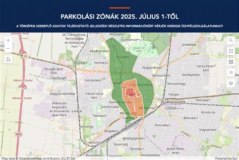 Debreceni parkolási zónák térképe a stadion környékén