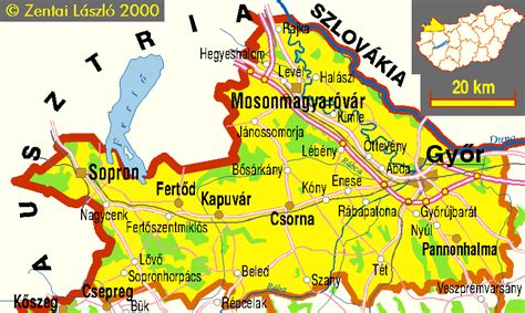 A Győr-Moson-Sopron vármegye térképe a focicsapatok jelölésével