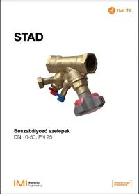 STAD NA50 szelep műszaki rajza keresztmetszettel