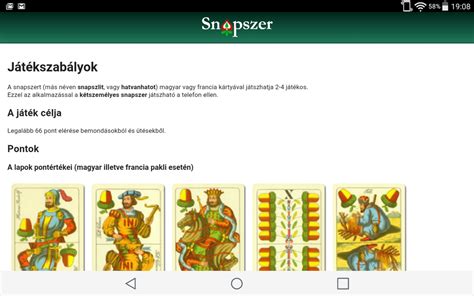 Snapszer kártyák pontérték táblázata