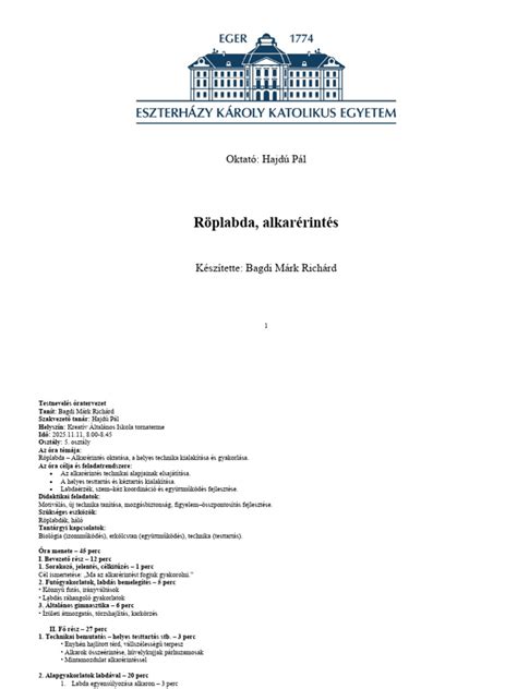 Röplabda alkarérintés technika sematikus ábrája
