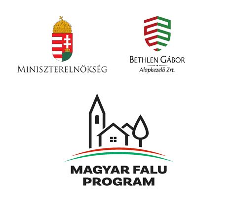 Magyar Falu Program logója és támogatói tábla egy felújított útszakasz mellett