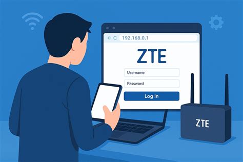 ZTE router hátulján található adattábla és a bejelentkezési portok elhelyezkedése