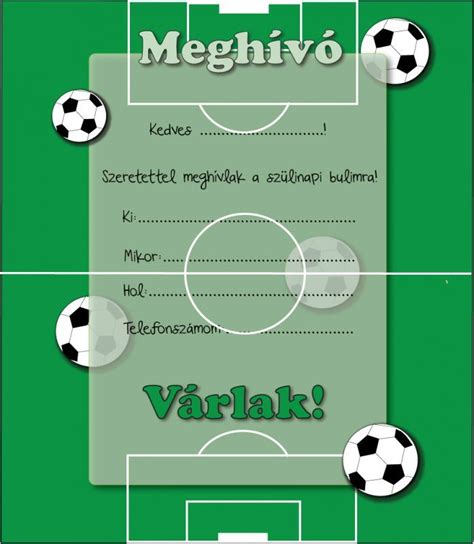 Vidám focilabdás meghívók gyerekeknek és felnőtteknek