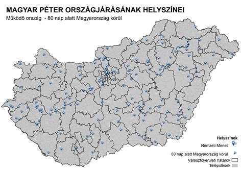 Térkép: Kovács Péter pályafutásának állomásai Magyarországon