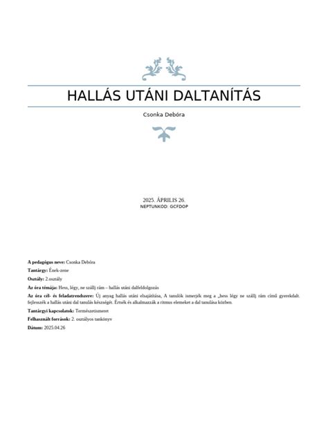 Hallás utáni szövegértés gyakorlat