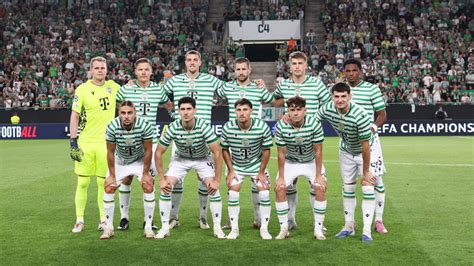 Ferencváros játékosok ünneplése egy Bajnokok Ligája mérkőzésen