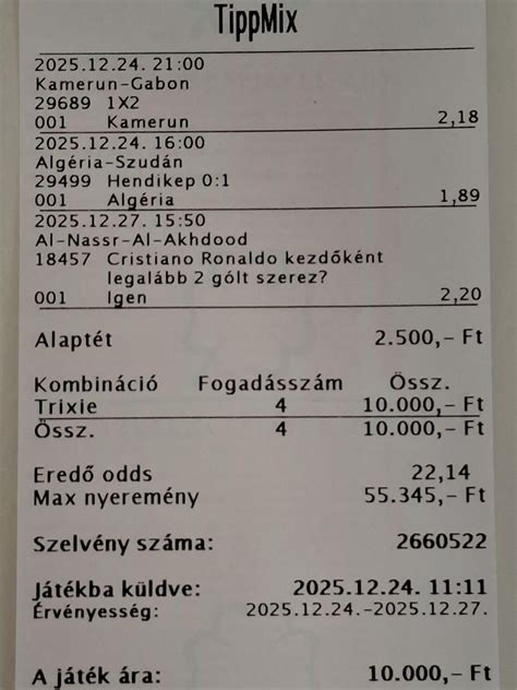 Fogadási szelvény illusztráció